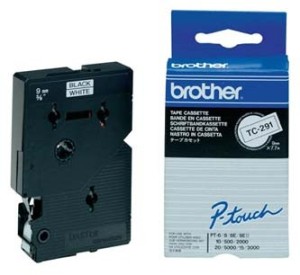 Brother Páska  9mm TC-291, černý tisk/bílý podklad, laminovaná