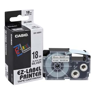Casio Páska 18mm XR18SR1, černý tisk/stříbrný podklad