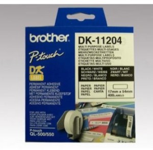 Brother Role 17mm DK-11204, papír štítky 17mm x 54mm, 400ks, bílá